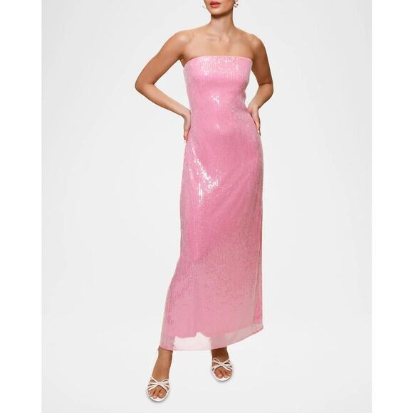 Hutch Women's Elena Strapless Sequin Column Maxi Dress Pink Size Small NWOT - Picture 2 of 12